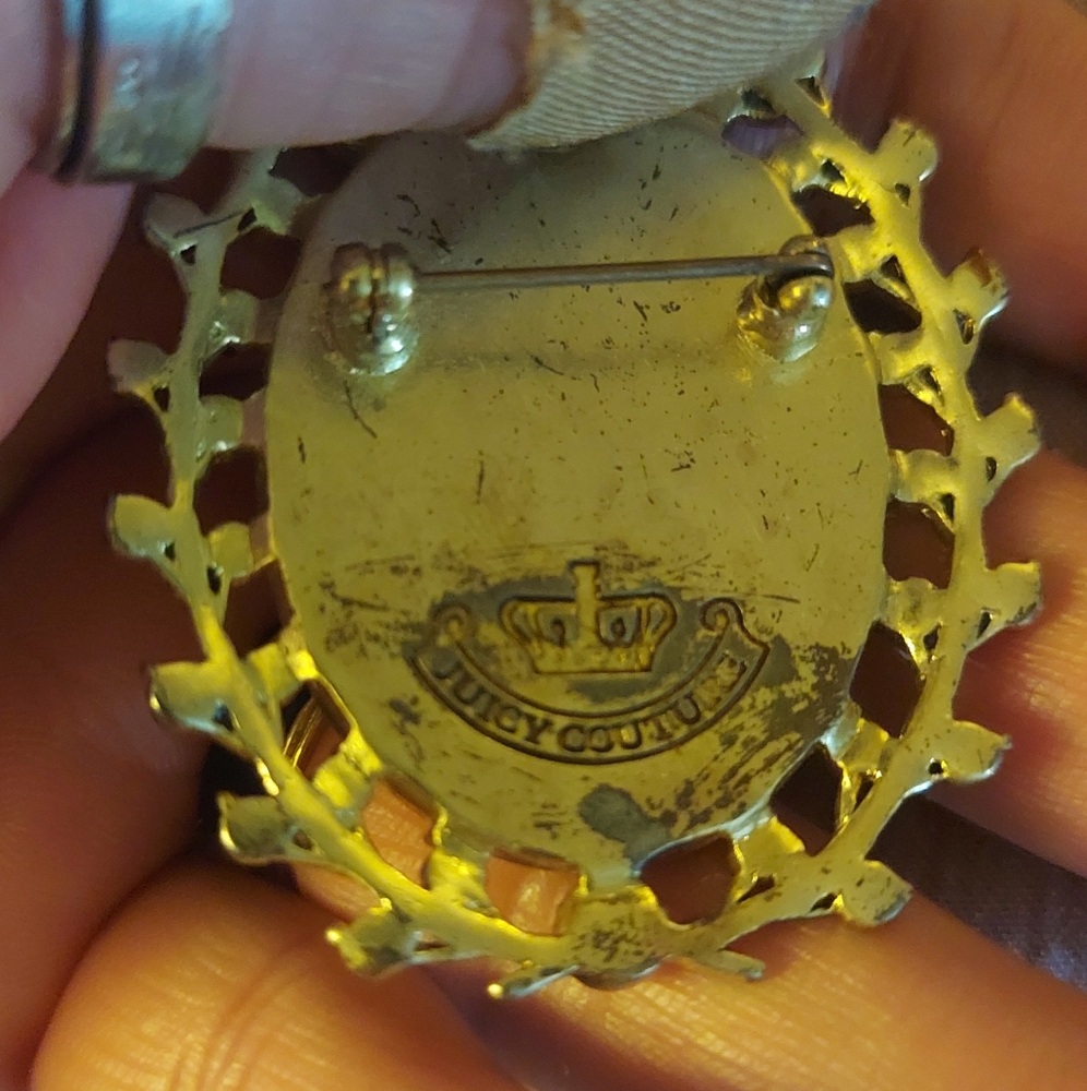 Rare Juicy Couture Boogie Down Couture Green Goldtone Faceted Rhinestone Brooch - Picture 2 of 4
